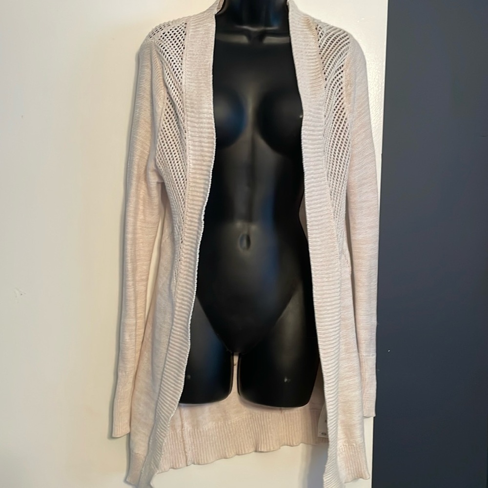 Roxy open knit sweater/cardigan in beige/tan/cream